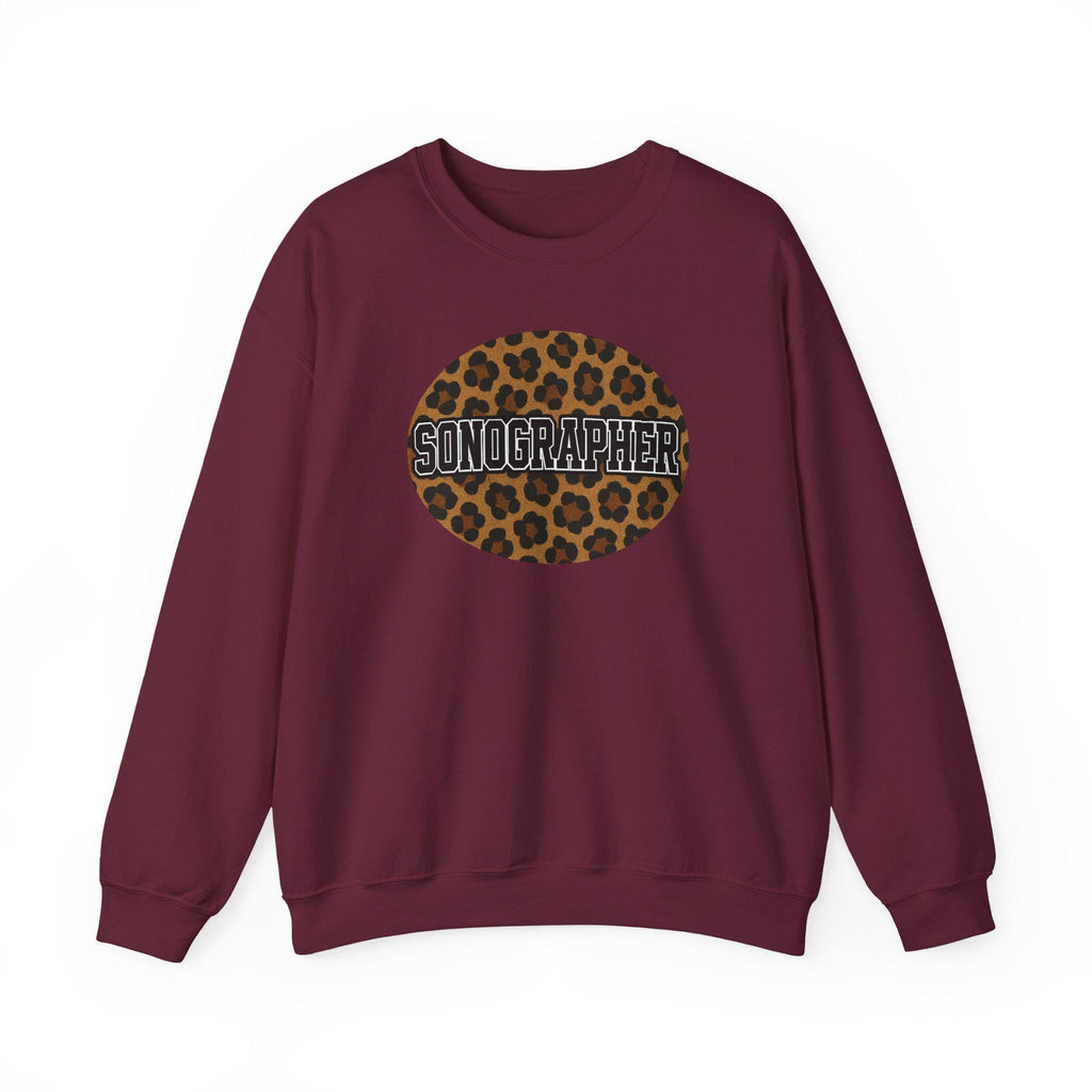 Leopard Print Sonographer Sweatshirt, Unisex Ultrasound Tech Crewneck, Medical Sonography Gift, Healthcare Sweatshirt
