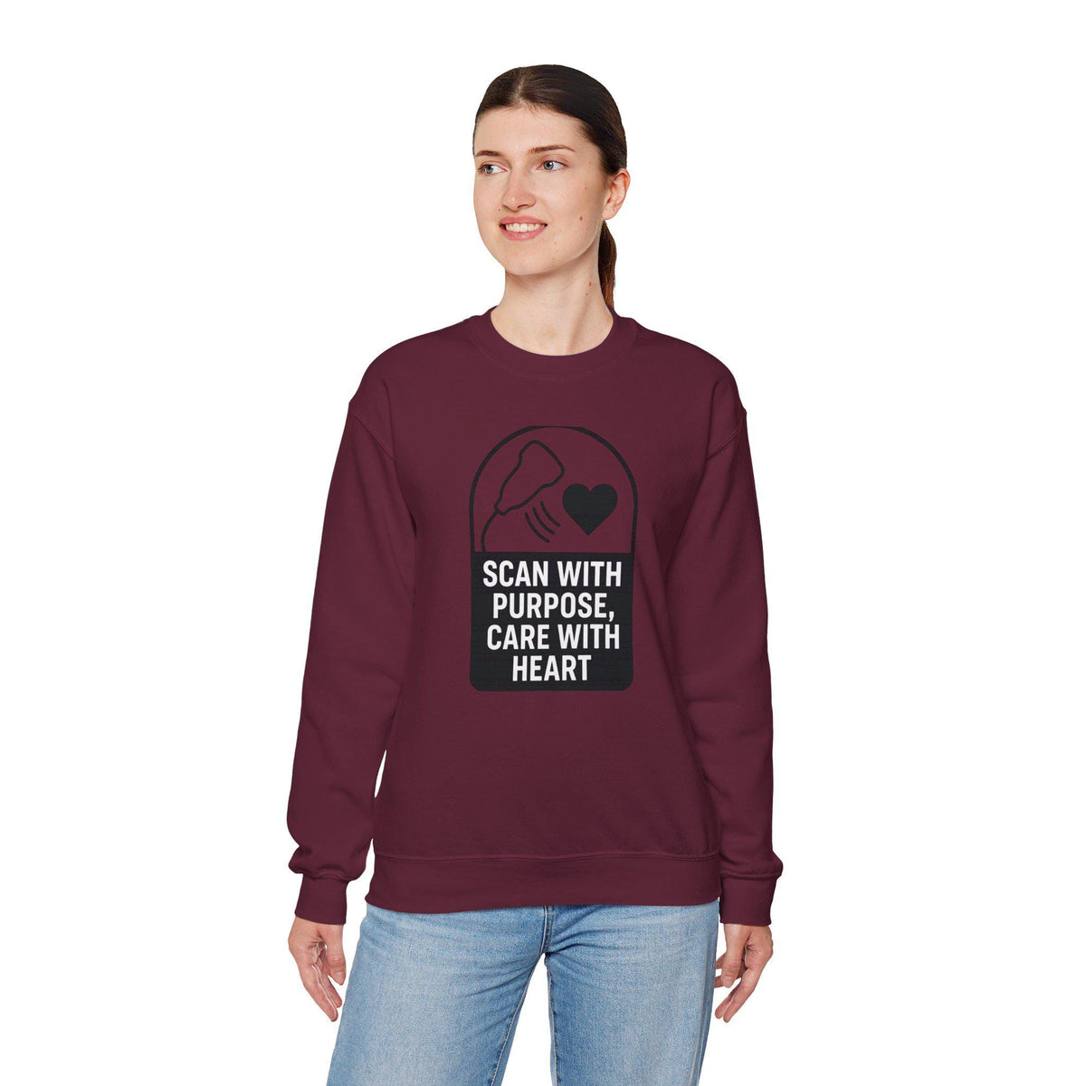 Nurse Appreciation Crewneck Sweatshirt | Scan With Purpose, Care With Heart (Unisex)