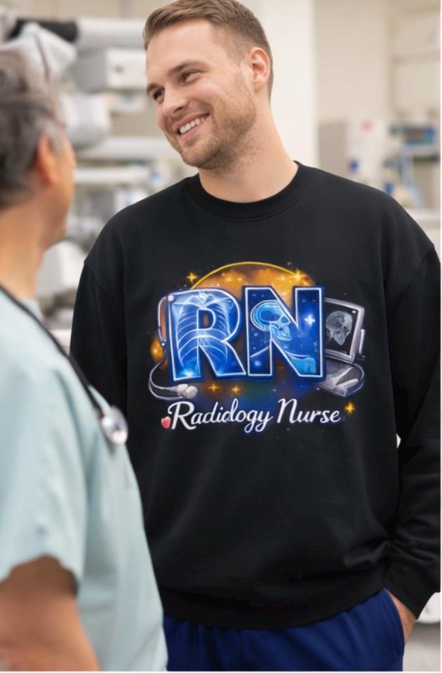 Radiology Nurse RN Crewneck Sweatshirt | X-Ray Tech Stethoscope Medical Pullover | Radiology Nurse Gift RN Gift Nurse Life Shirt Gift Set