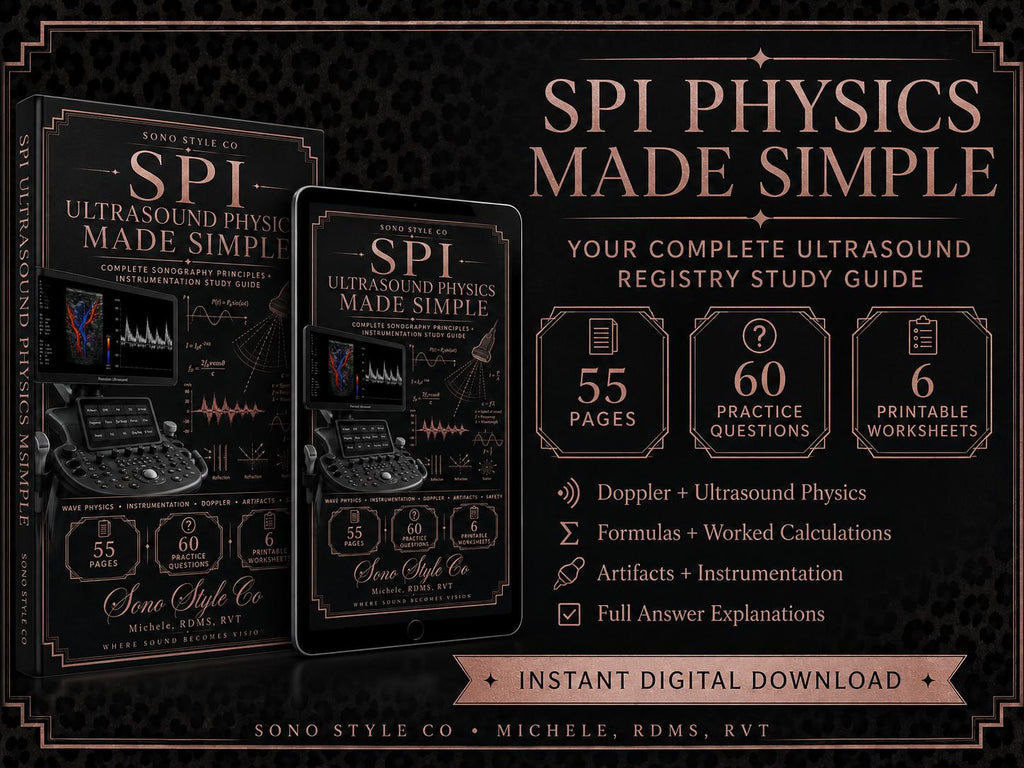 SPI Physics Cheat Sheet | ARDMS Exam Prep, Sonography Formulas (Digital Download)