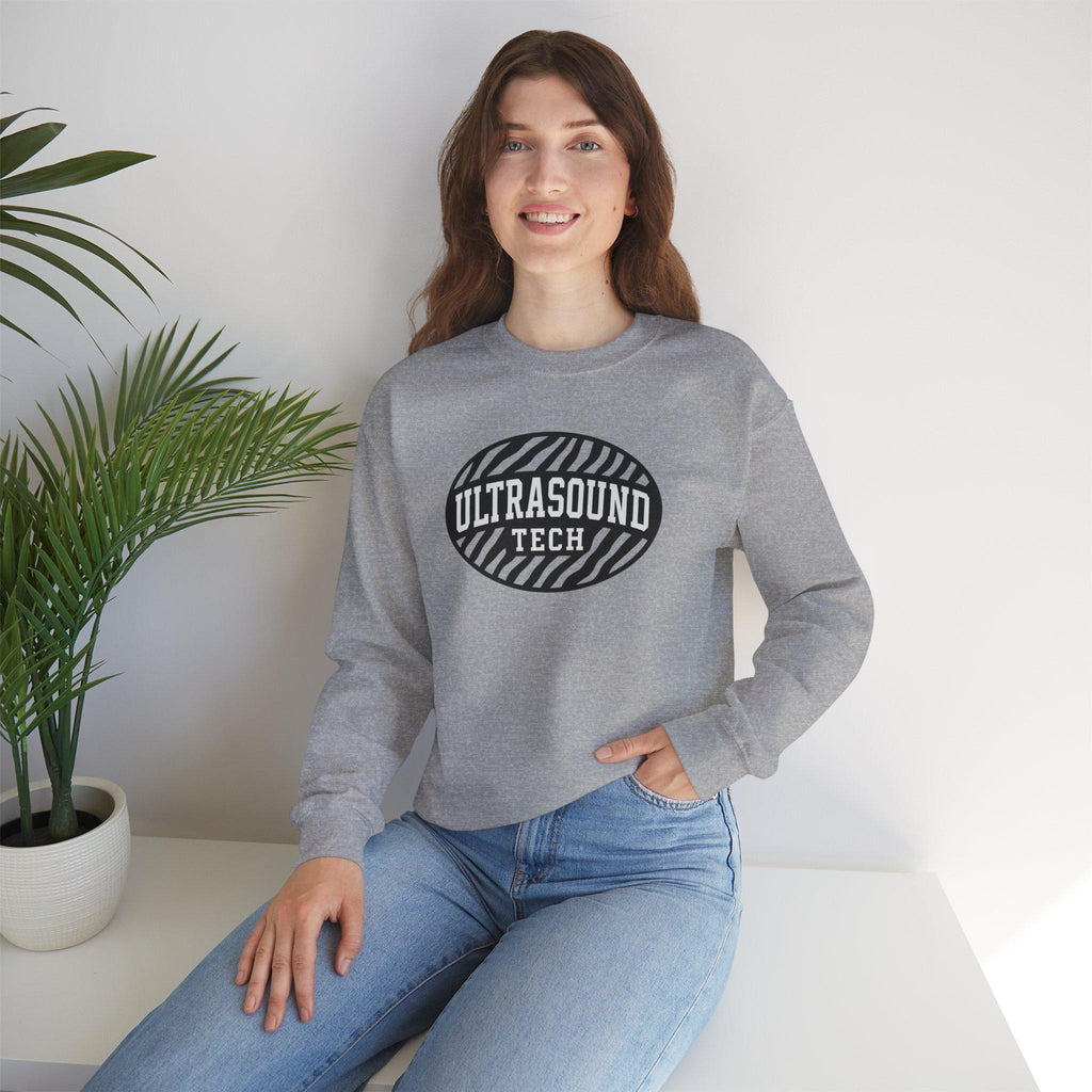Zebra Ultrasound Tech Sweatshirt | Unisex Cotton Blend Crewneck | Sonographer Gift, Medical Imaging Nurse Pullover, Radiology Apparel | Gift