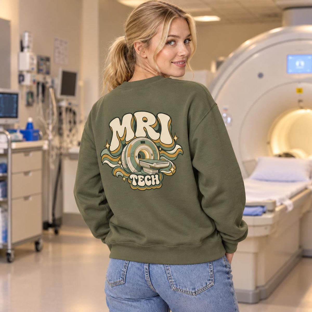 MRI Tech retro psychedelic logo Sweatshirt | Radiology technician crewneck