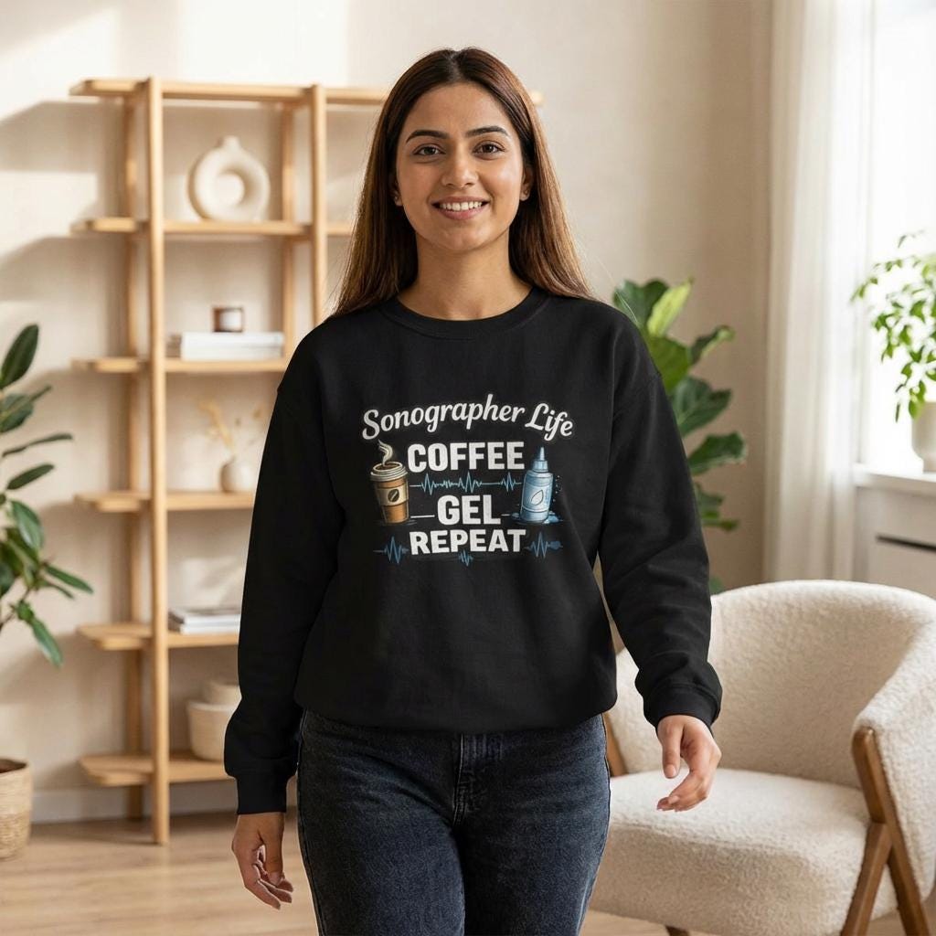 Sonographer Life Sweatshirt, Coffee Gel Repeat, Ultrasound Tech Gift