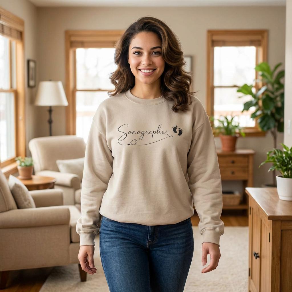 Minimalist Sonographer Sweatshirt | Ultrasound Tech Apparel, OB-GYN Gift (Cotton Blend)