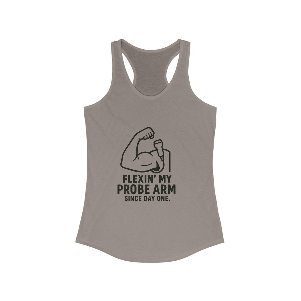 Funny Probe Arm Racerback Tank Top, Gym Humor Workout Tee for Women