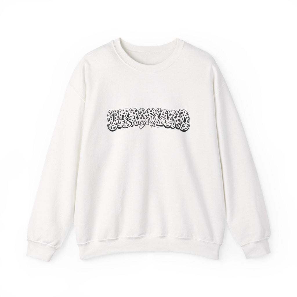 Leopard Print Script Logo sweatshirt | White crewneck