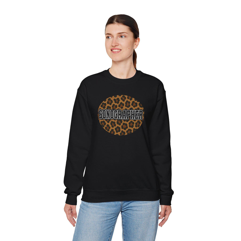 Leopard Print Sonographer Sweatshirt, Unisex Ultrasound Tech Crewneck, Medical Sonography Gift, Healthcare Sweatshirt