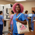 Mammo Tech Tote Bag, Pink Ribbon Radiology Gift, Breast Imaging Canvas Bag