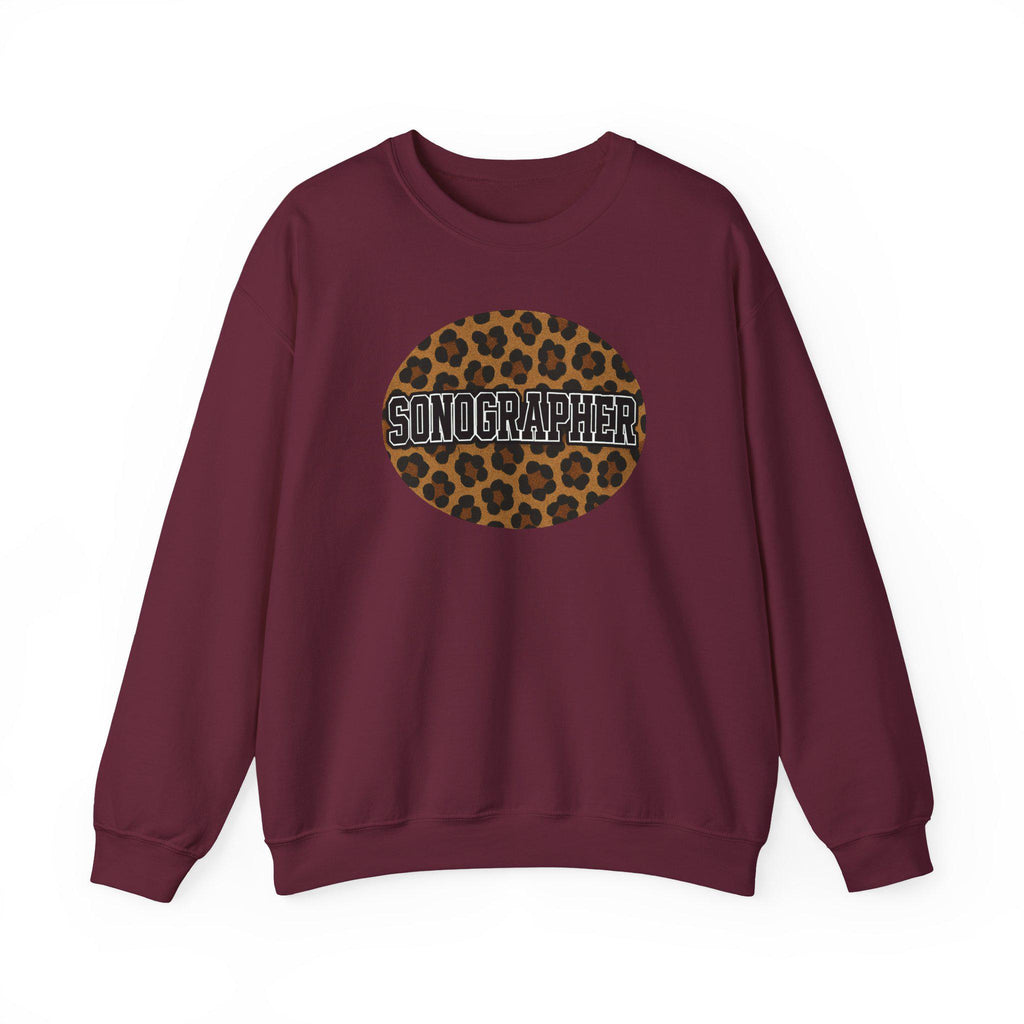 Leopard Print Sonographer Sweatshirt, Unisex Ultrasound Tech Crewneck, Medical Sonography Gift, Healthcare Sweatshirt