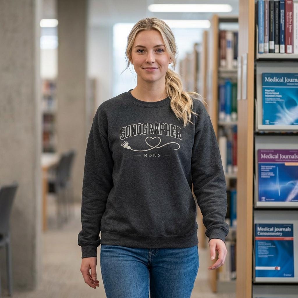 Sonographer Heart Stethoscope Sweatshirt | Sonography RDMS RDCS Apparel