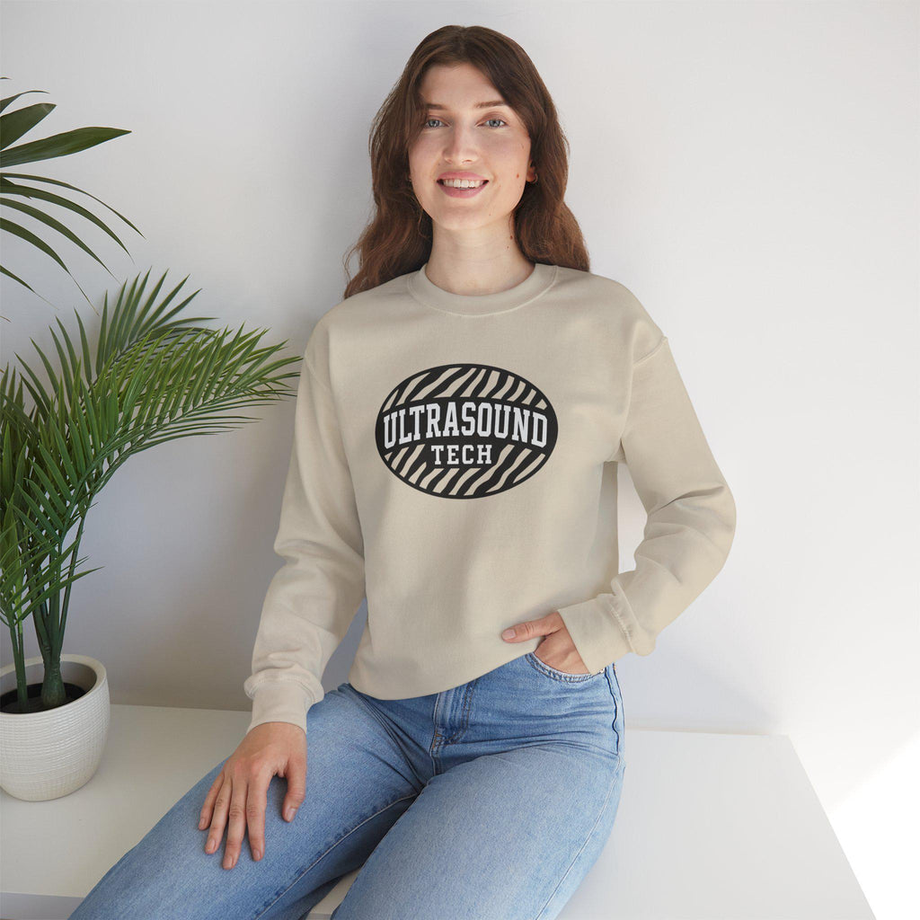 Zebra Ultrasound Tech Sweatshirt | Unisex Cotton Blend Crewneck | Sonographer Gift, Medical Imaging Nurse Pullover, Radiology Apparel | Gift