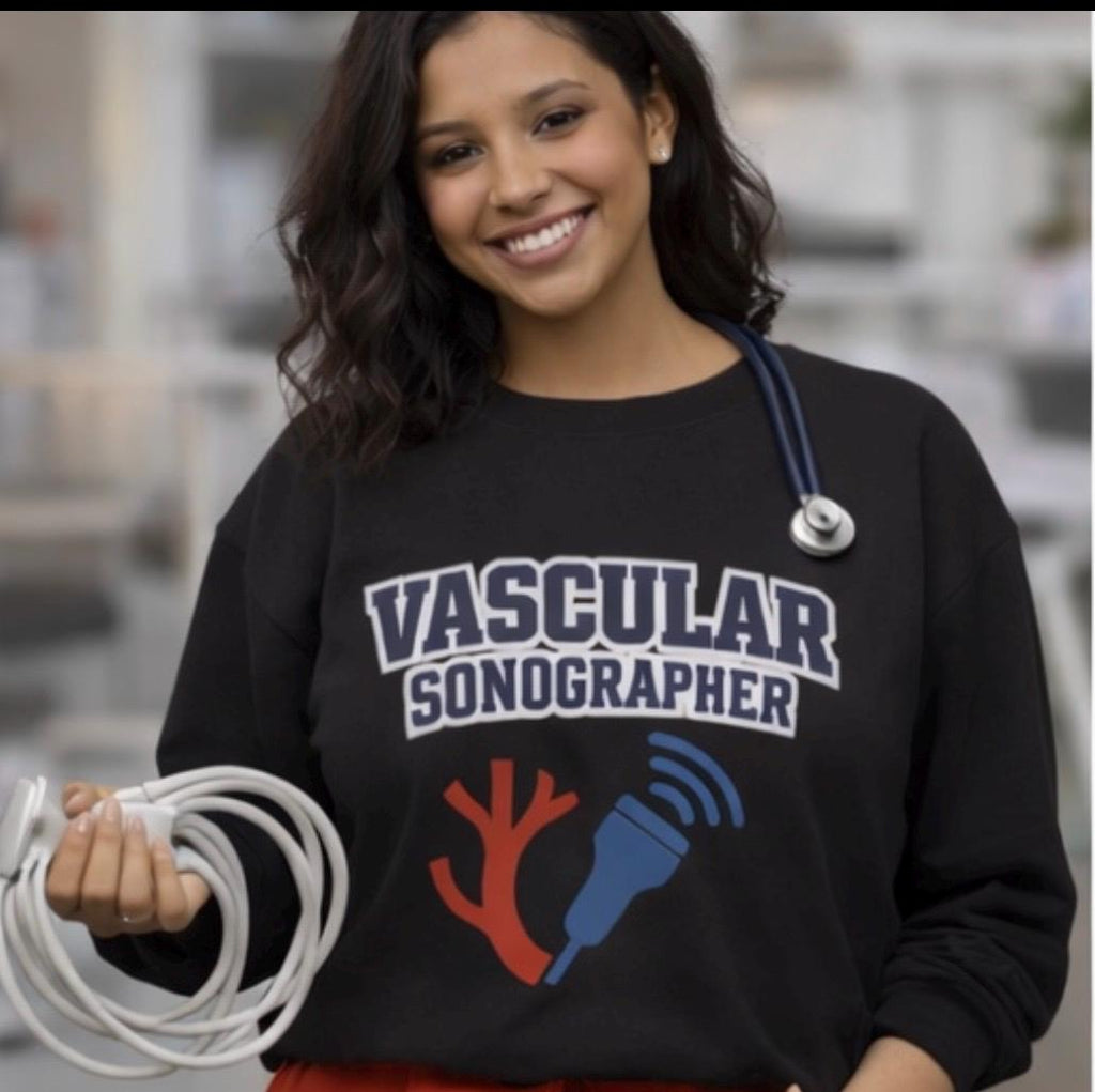 Vascular Sonographer Crewneck Sweatshirt | Ultrasound Tech Artery Graphic | Healthcare Medical Imaging Apparel | Vascular Tech Gift| Gift US