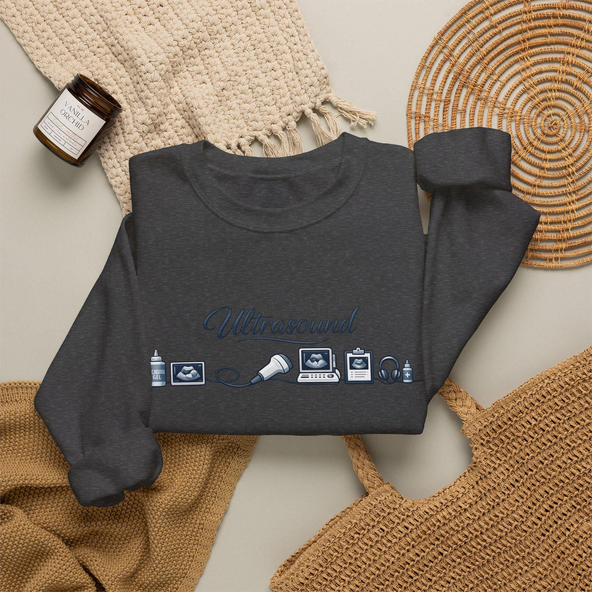 Ultrasound Icons Sweatshirt, Sonographer Crewneck, Sonogram Line Art Gift, Radiology Tech Pullover