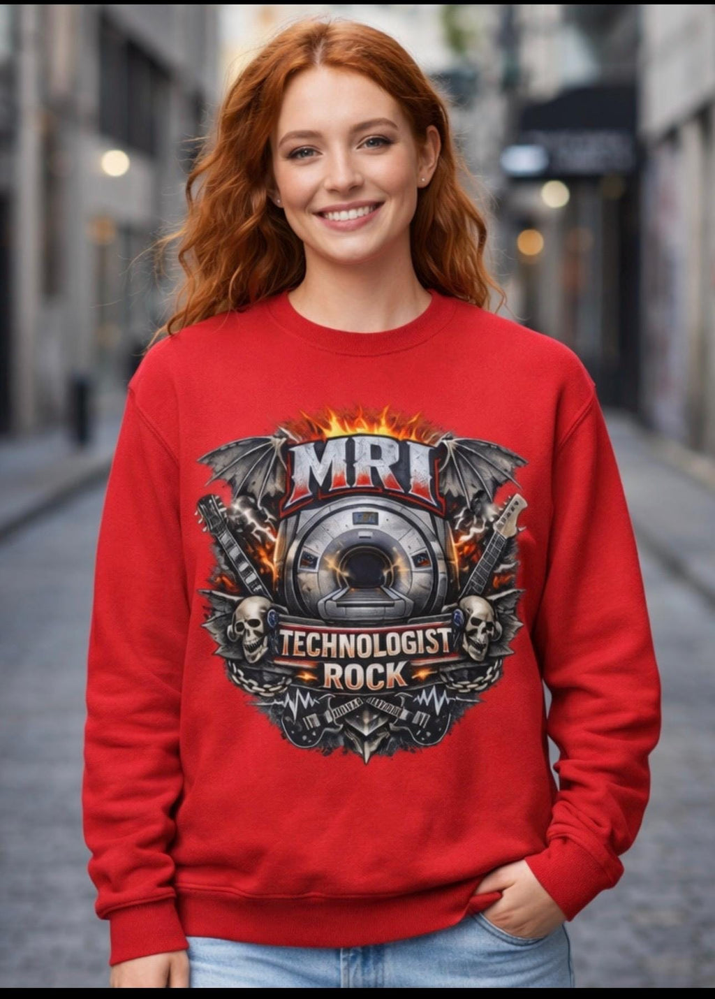 MRI Technologist Rock Sweatshirt | Radiology Tech Crewneck (8.4 oz Cotton Blend)