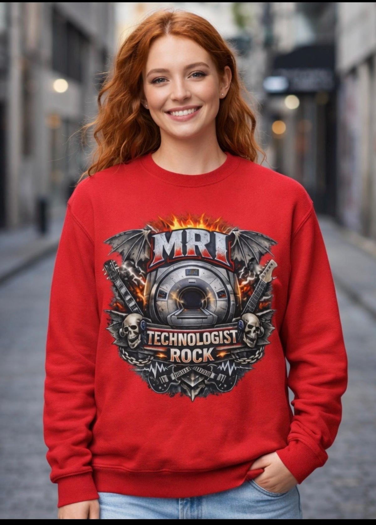 MRI Technologist Rock Sweatshirt | Radiology Tech Crewneck (8.4 oz Cotton Blend)