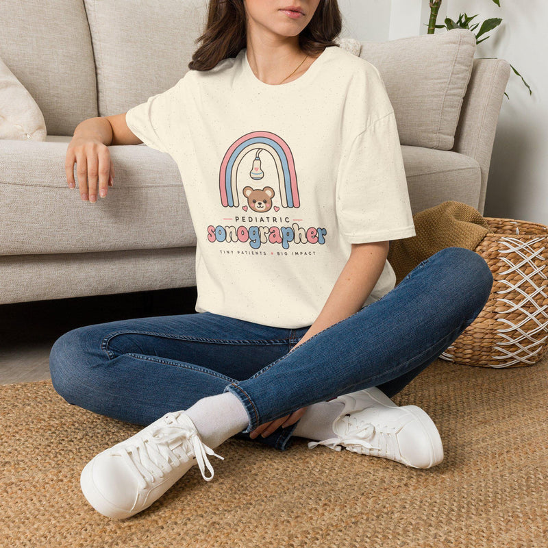 Rainbow Bear Pediatric Sonographer T-Shirt, OB Ultrasound Tech Gift (Ring-Spun Cotton)