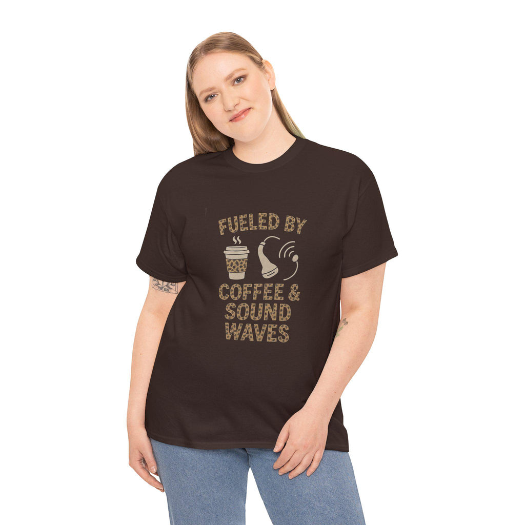 Funny Sonographer Shirt, Ultrasound Tech Coffee Sound Waves Tee (Medical Imaging Gift)