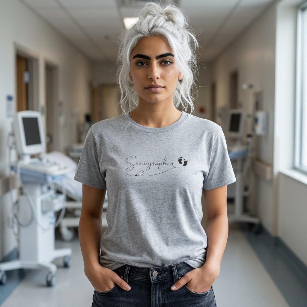 Minimalist Sonographer Heartbeat Waveform Tee | Ultrasound Tech Gift
