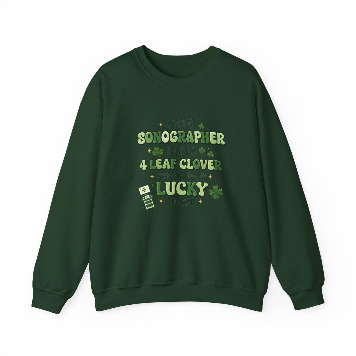 Sonographer 4 Leaf Clover Sweatshirt | St. Patrick's Day Medical Gift (Embroidered)