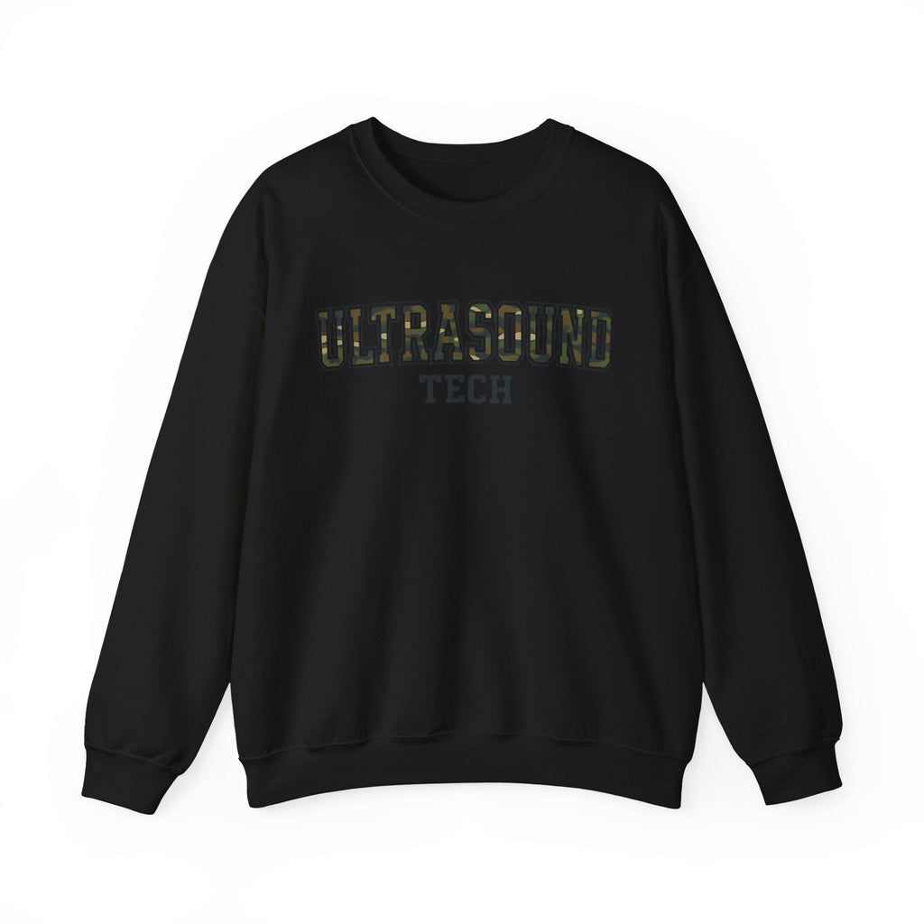 Ultrasound Tech Crew Neck Sweatshirt | Sonographer Gift Pullover | Camouflage Lettering Medical Imaging Nurse Sweater | RadiologyTech Gift