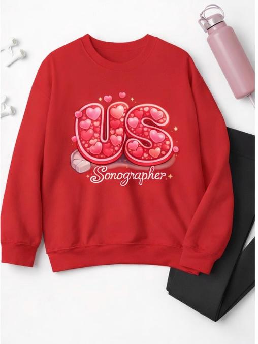 Ultrasound Tech Sonographer Sweatshirt, Valentine Hearts Medical Apparel, Sonography Gift, Radiology Crewneck, Sonographer Gift Idea