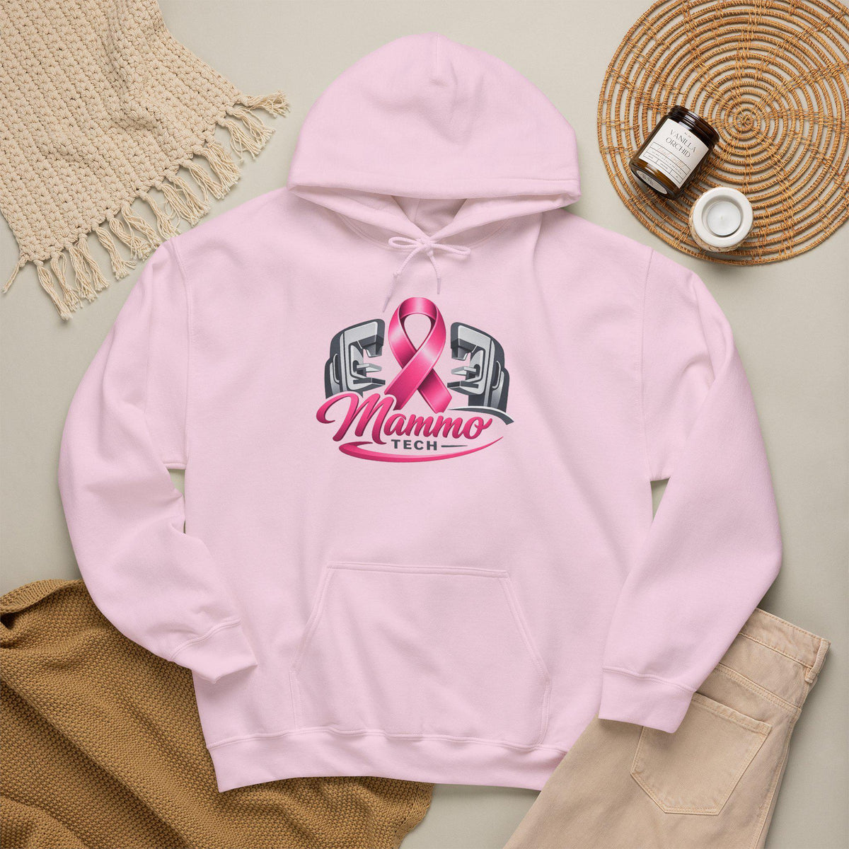 Pink Ribbon Mammo Tech Hoodie | Radiology Tech Gift, Breast Cancer Awareness