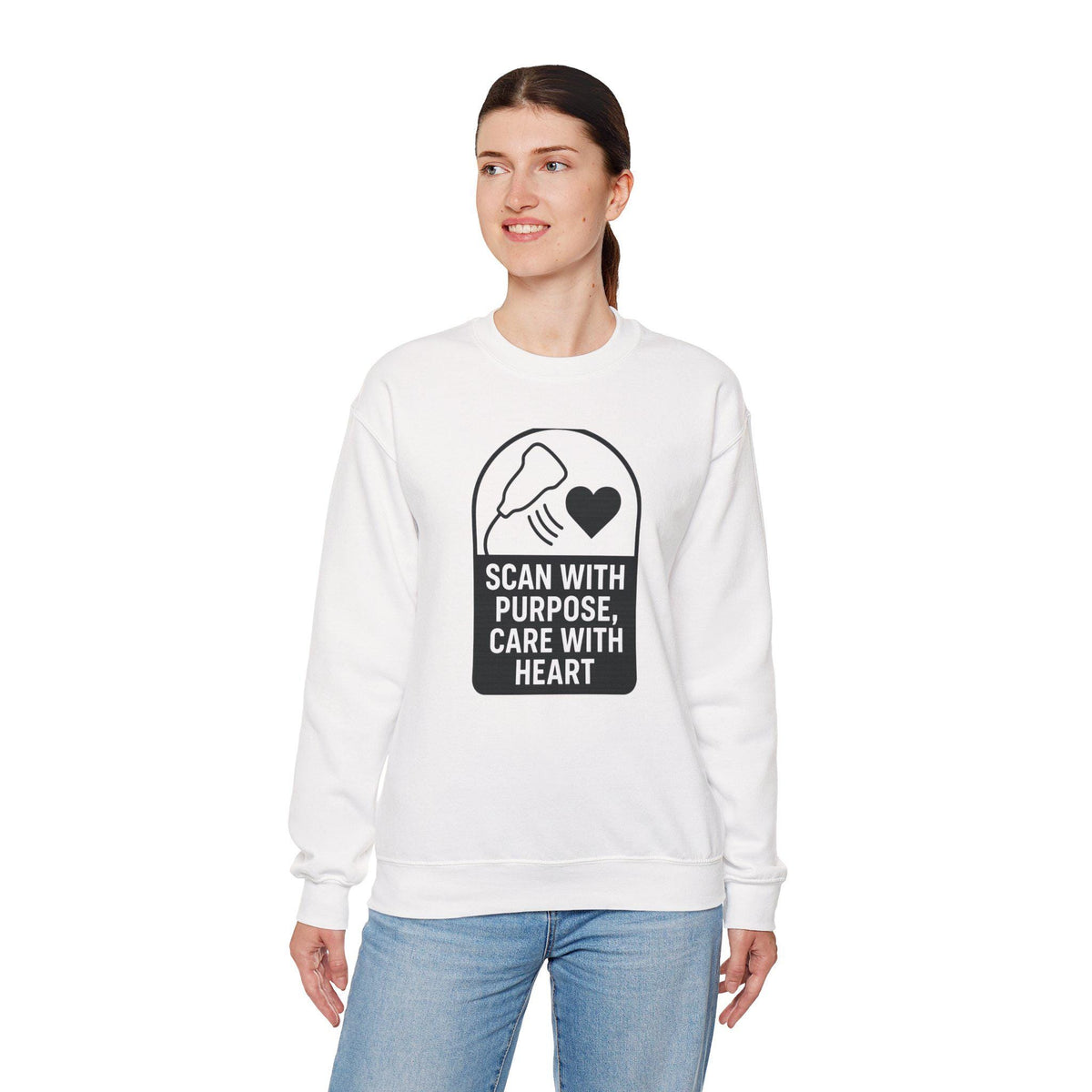 Nurse Appreciation Crewneck Sweatshirt | Scan With Purpose, Care With Heart (Unisex)