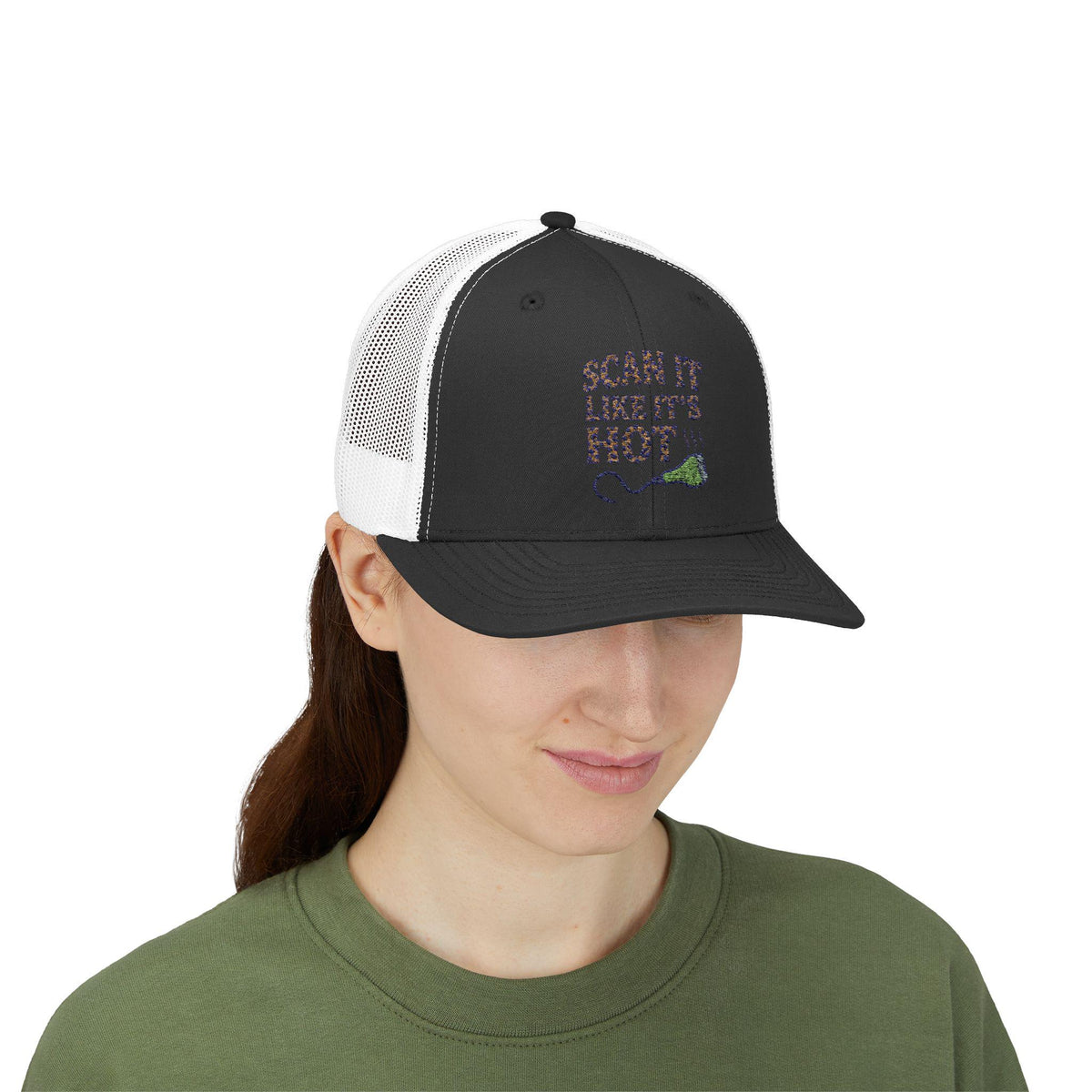 Scan It Like It's Hot Trucker Hat, Funny Barcode Cap, Retail Worker Meme Snapback
