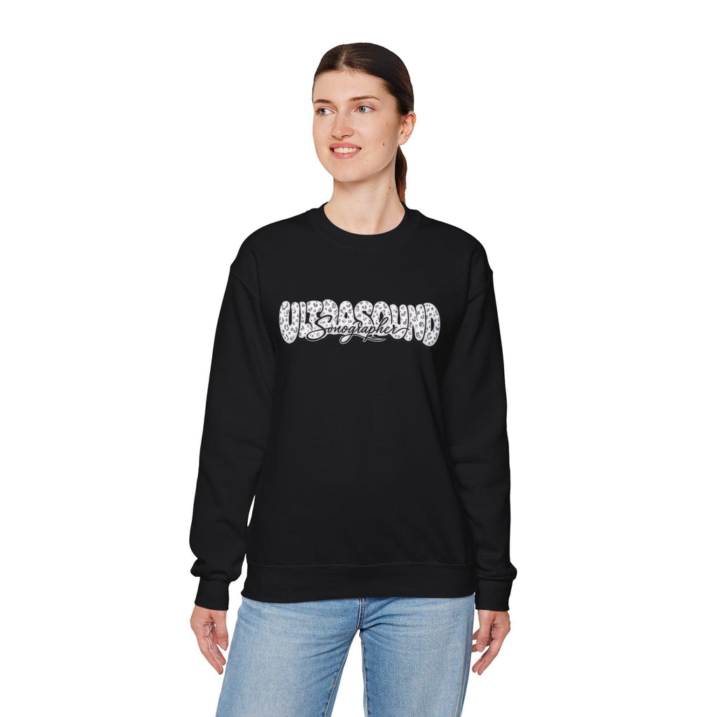 Leopard Print Script Logo sweatshirt | White crewneck
