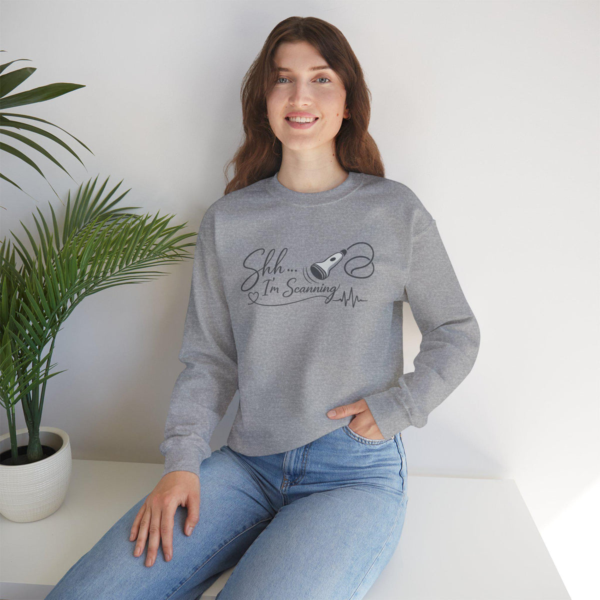 Embroidered Sonographer Sweatshirt, Shh I'm Scanning Ultrasound Tech Gift