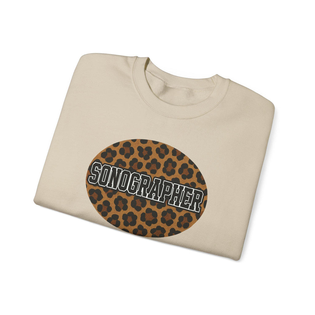 Leopard Print Sonographer Sweatshirt, Unisex Ultrasound Tech Crewneck, Medical Sonography Gift, Healthcare Sweatshirt