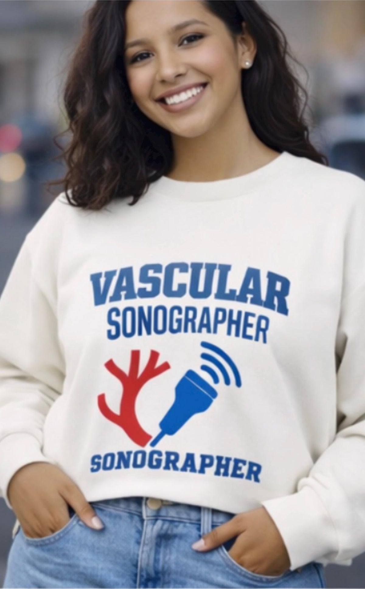 Vascular Sonographer Crewneck Sweatshirt | Ultrasound Tech Artery Graphic | Healthcare Medical Imaging Apparel | Vascular Tech Gift| Gift US