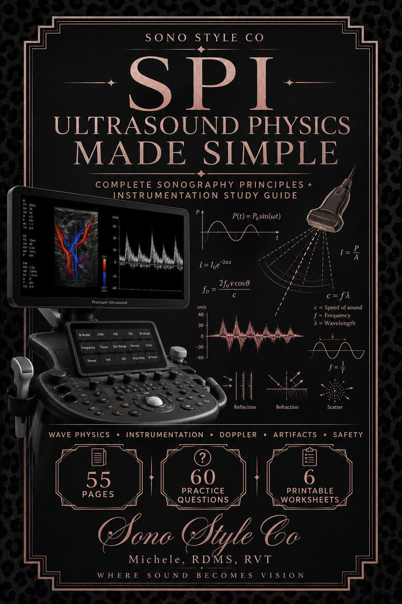 SPI Physics Cheat Sheet | ARDMS Exam Prep, Sonography Formulas (Digital Download)