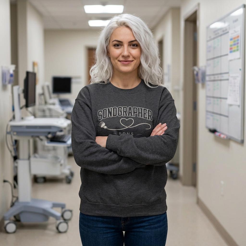 Sonographer Heart Stethoscope Sweatshirt | Sonography RDMS RDCS Apparel