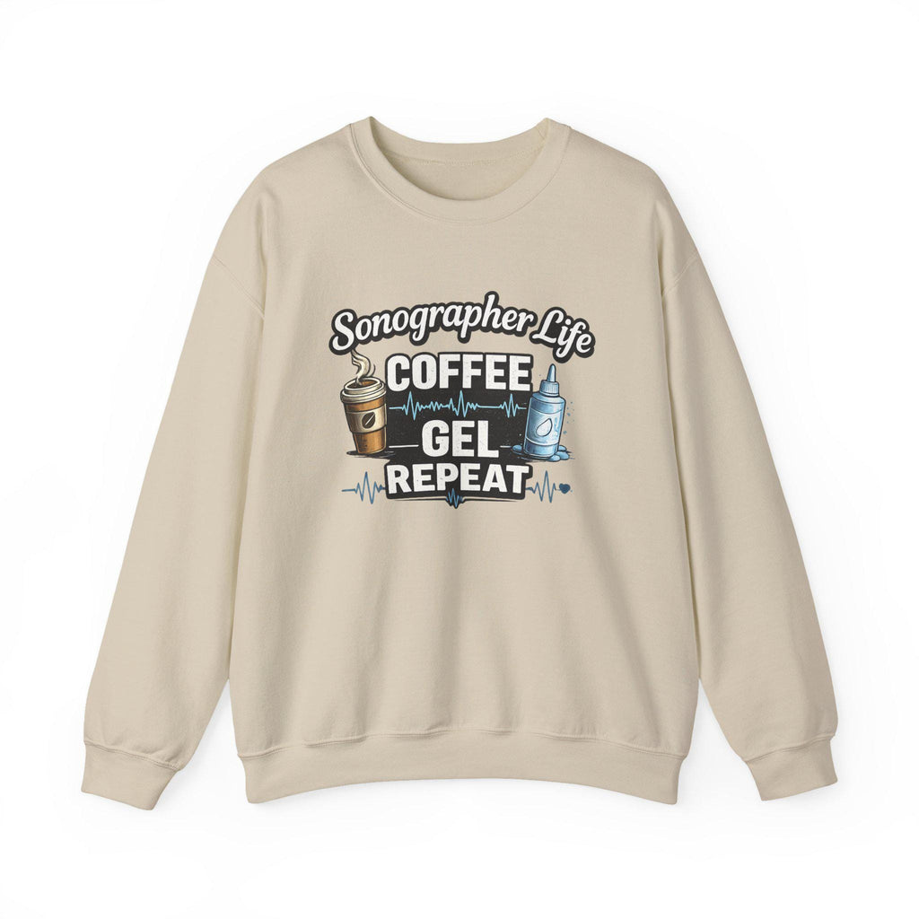Sonographer Life Sweatshirt, Coffee Gel Repeat, Ultrasound Tech Gift