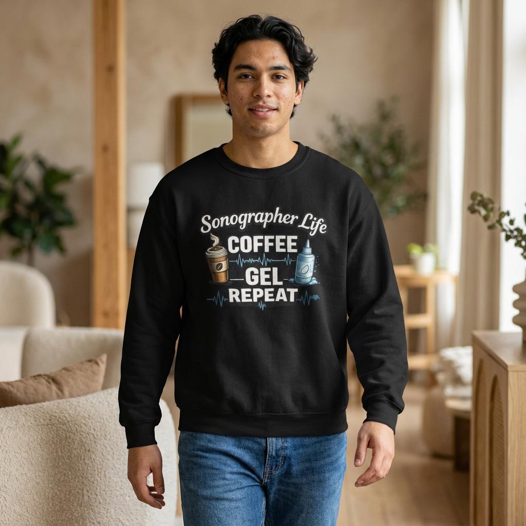 Sonographer Life Sweatshirt, Coffee Gel Repeat, Ultrasound Tech Gift