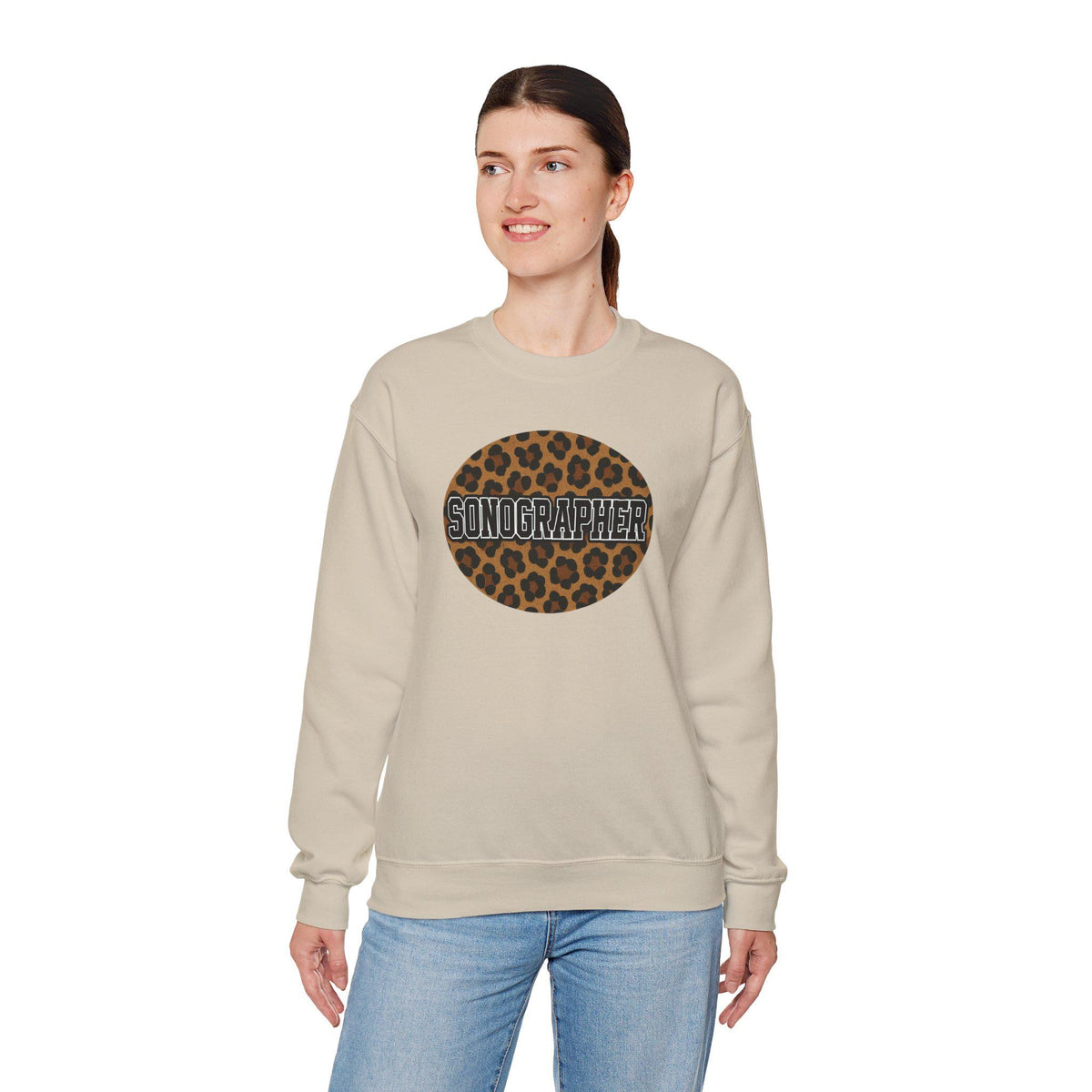 Leopard Print Sonographer Sweatshirt, Unisex Ultrasound Tech Crewneck, Medical Sonography Gift, Healthcare Sweatshirt