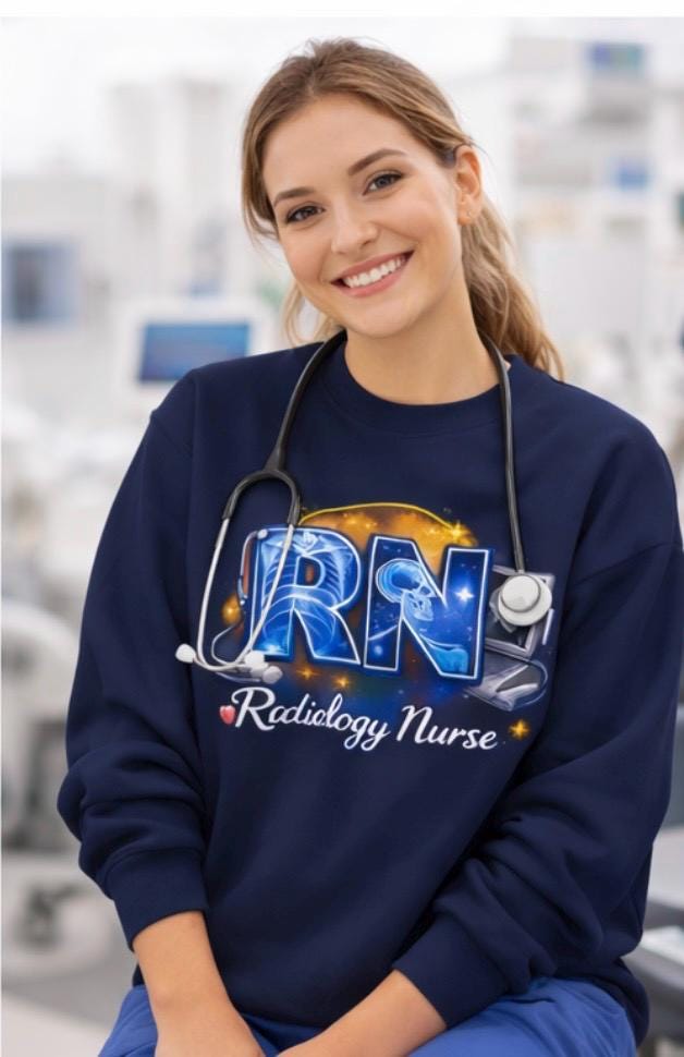 Radiology Nurse RN Crewneck Sweatshirt | X-Ray Tech Stethoscope Medical Pullover | Radiology Nurse Gift RN Gift Nurse Life Shirt Gift Set