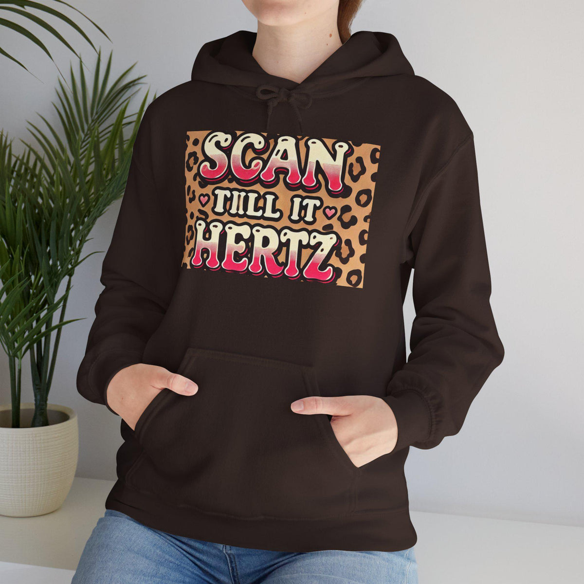 Cheetah Print Hoodie | Scan Till It Hertz Graphic Sweatshirt | Y2K Streetwear Pullover