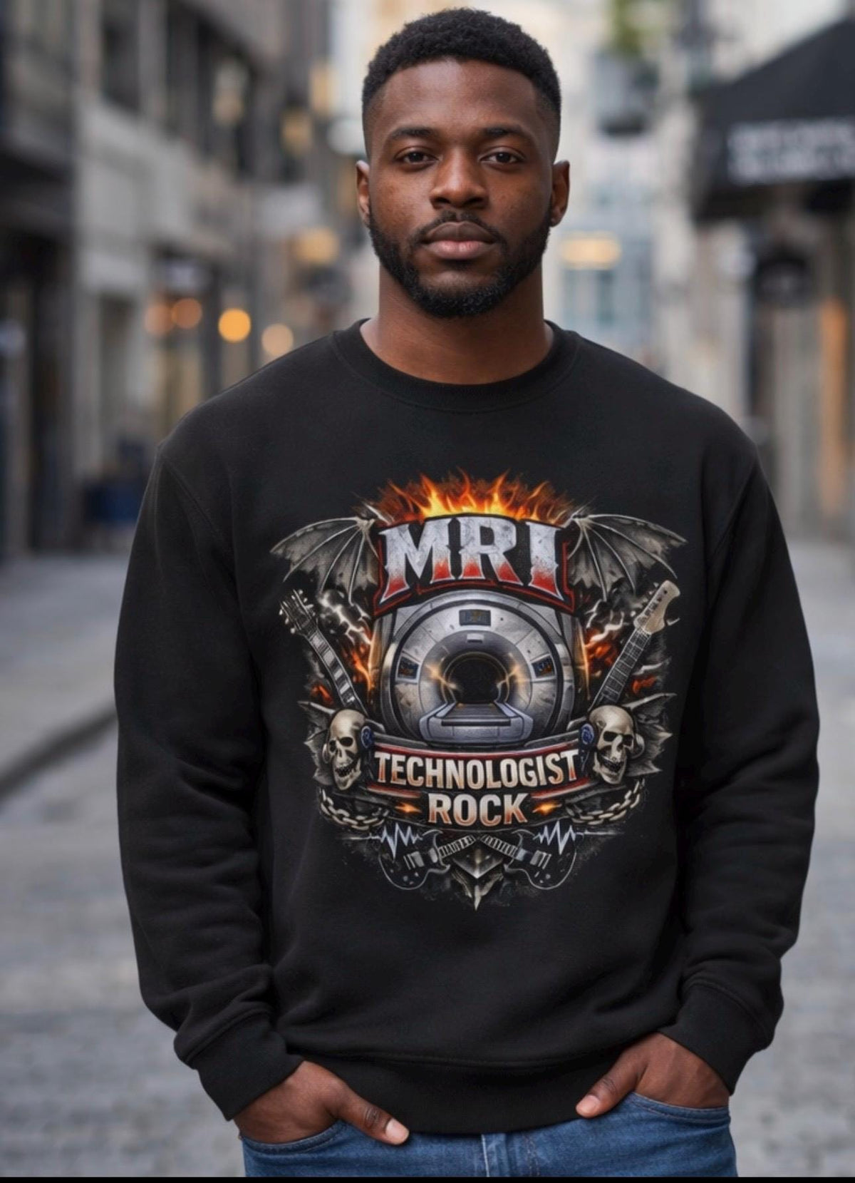 MRI Technologist Rock Sweatshirt | Radiology Tech Crewneck (8.4 oz Cotton Blend)