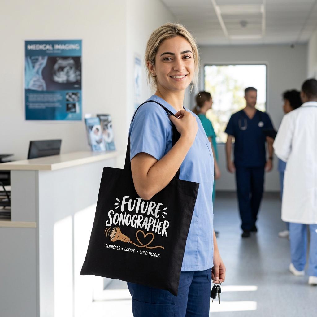 Future Sonographer Tote Bag | Ultrasound Probe Illustration, Medical Student Canvas