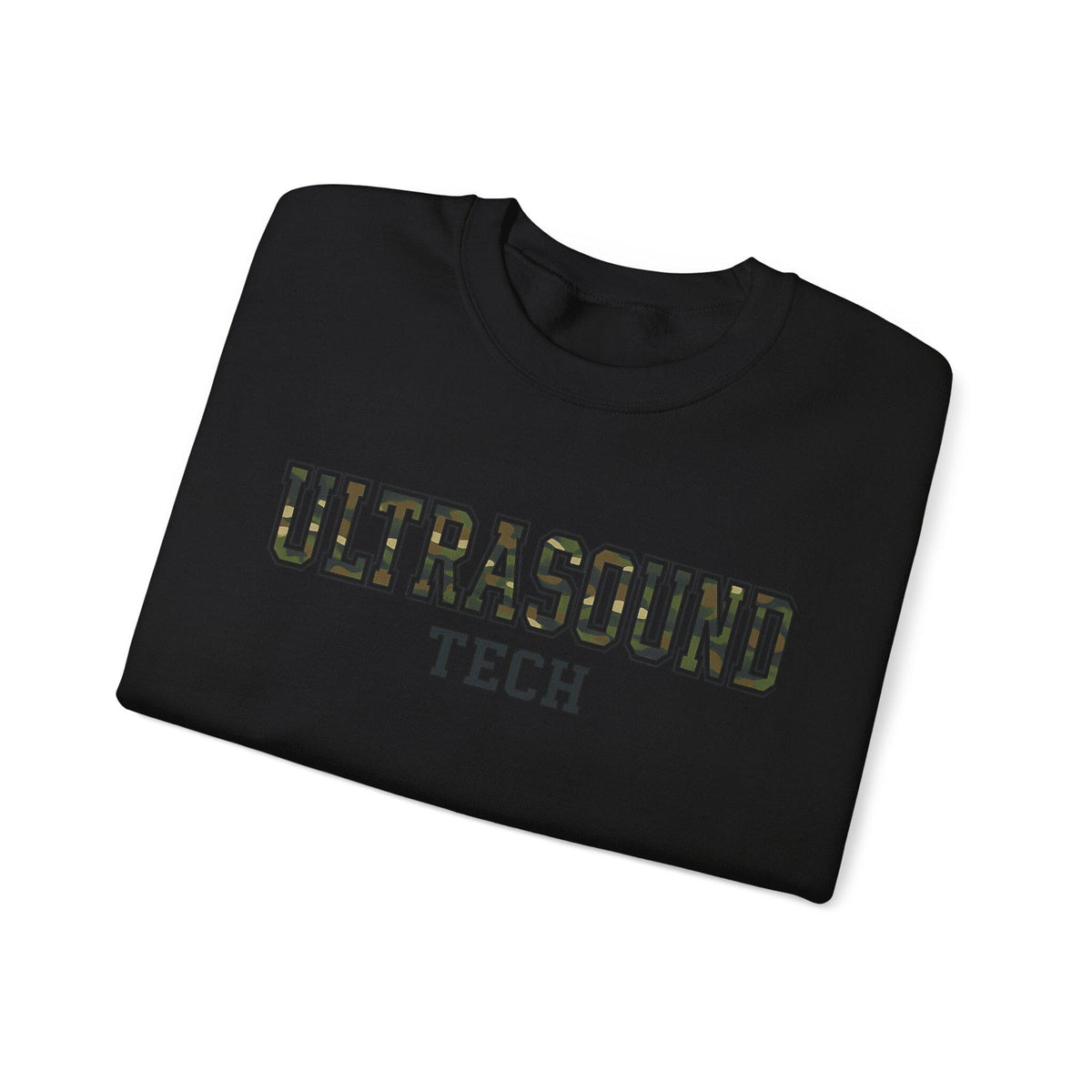 Ultrasound Tech Crew Neck Sweatshirt | Sonographer Gift Pullover | Camouflage Lettering Medical Imaging Nurse Sweater | RadiologyTech Gift