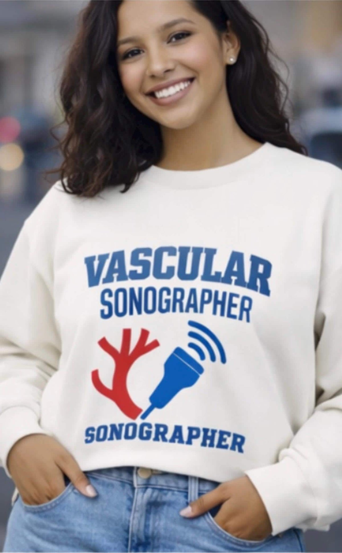 Vascular Sonographer Crewneck Sweatshirt | Ultrasound Tech Artery Graphic | Healthcare Medical Imaging Apparel | Vascular Tech Gift| Gift US