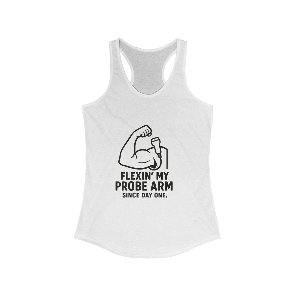 Funny Probe Arm Racerback Tank Top, Gym Humor Workout Tee for Women