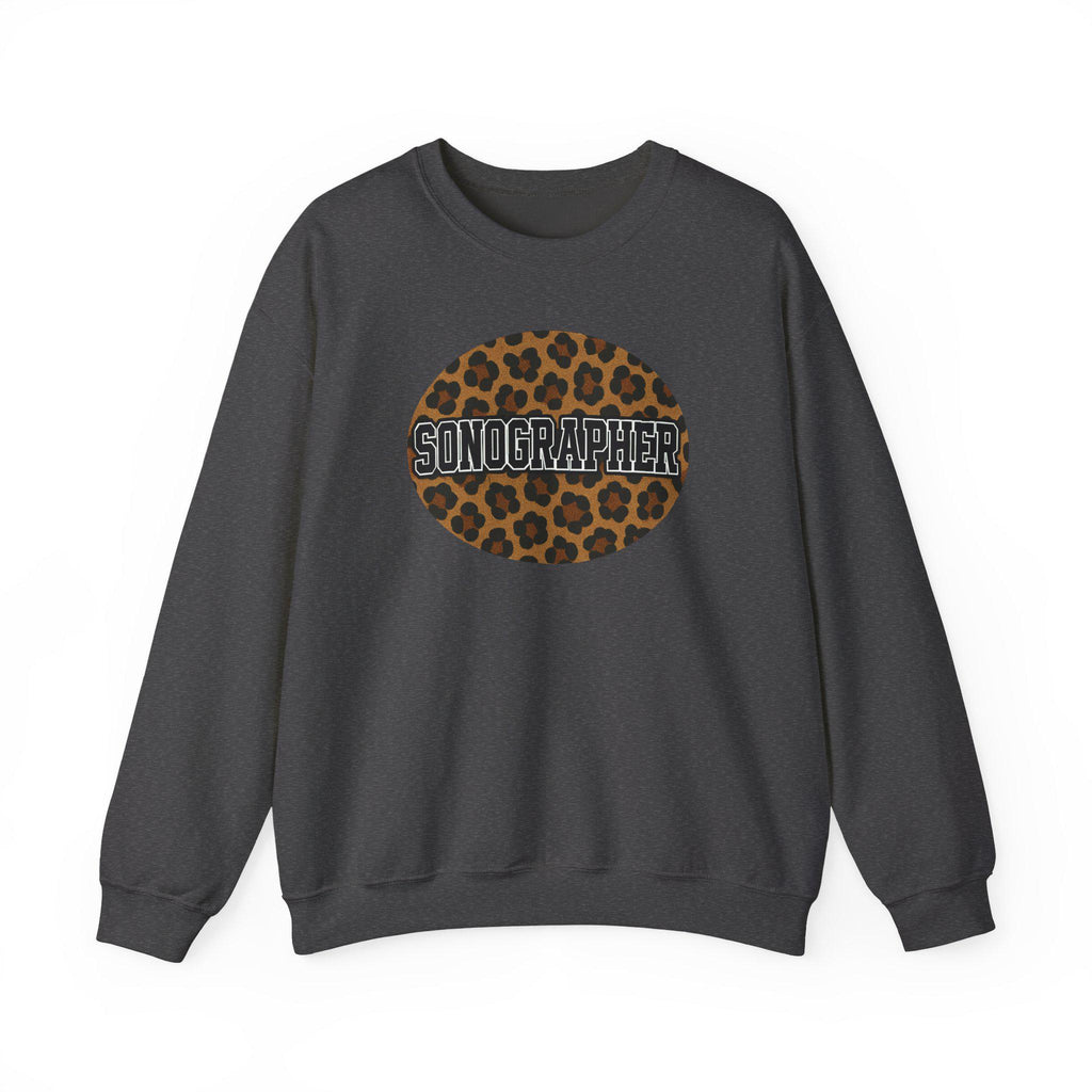 Leopard Print Sonographer Sweatshirt, Unisex Ultrasound Tech Crewneck, Medical Sonography Gift, Healthcare Sweatshirt