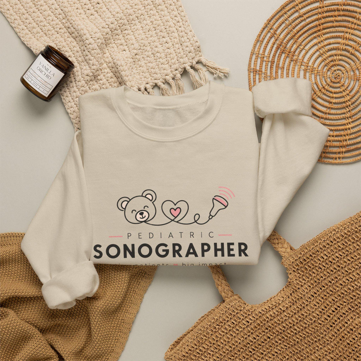 Pediatric Sonographer Sweatshirt, Ultrasound Teddy Bear Crewneck, NICU Tech Gift, Sonography Gift for Her