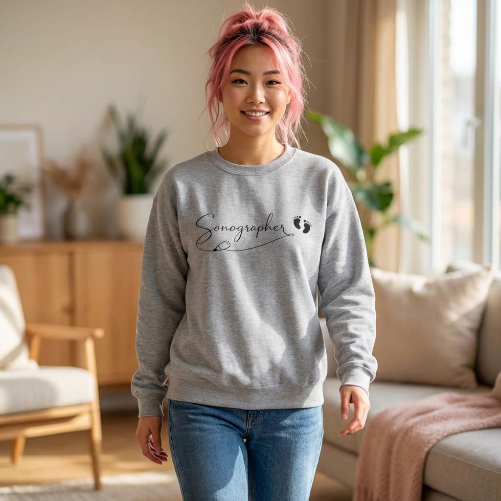 Minimalist Sonographer Sweatshirt | Ultrasound Tech Apparel, OB-GYN Gift (Cotton Blend)