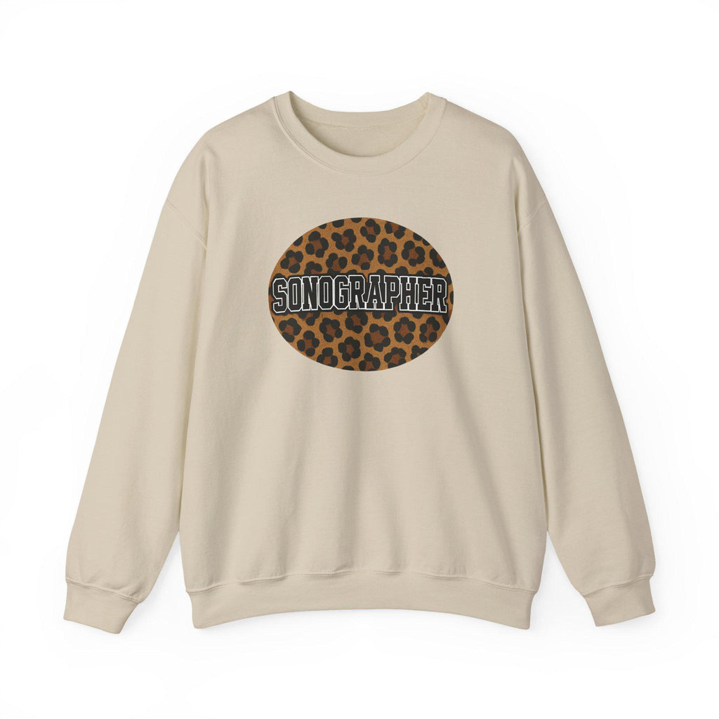 Leopard Print Sonographer Sweatshirt, Unisex Ultrasound Tech Crewneck, Medical Sonography Gift, Healthcare Sweatshirt