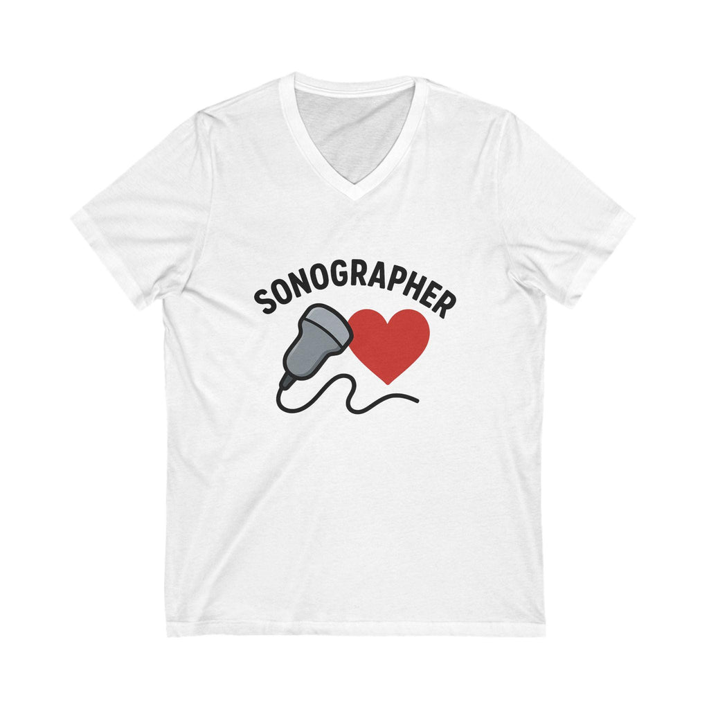 Funny Sonographer V-Neck Tee | Ultrasound Tech Humor Gift (100% Cotton)