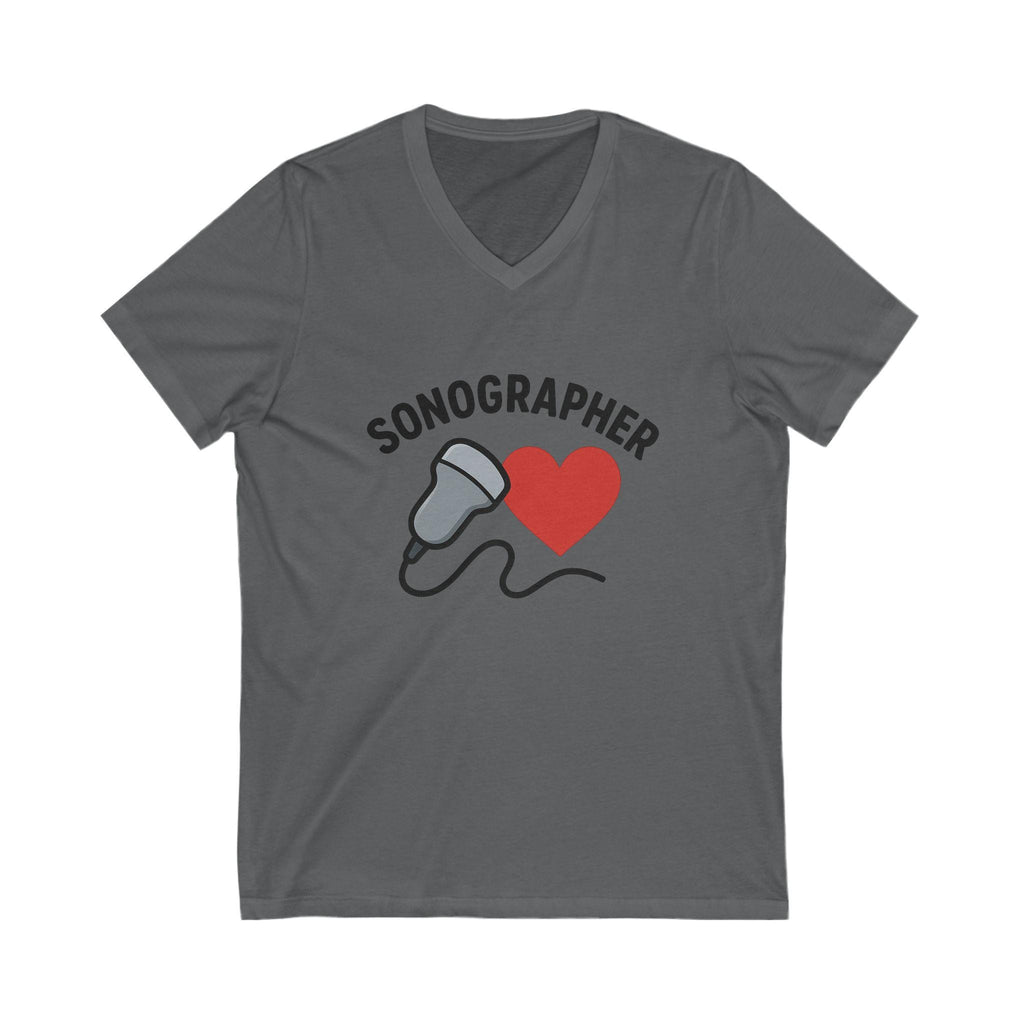 Funny Sonographer V-Neck Tee | Ultrasound Tech Humor Gift (100% Cotton)